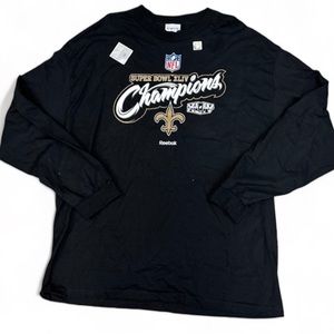 Vintage NFL New Orleans Saints Reebok Super Bowl Long Sleeve TShirt Size 2XL NWT